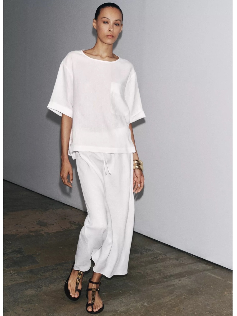 ZARA 100% LINEN BLOUSE WITH POCKET ZW COLLECTION